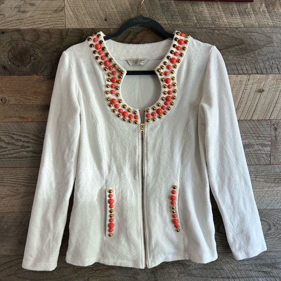 Boston Proper Orange and White Blazer with Embellished. Exclusive of trims - Picture 1 of 9